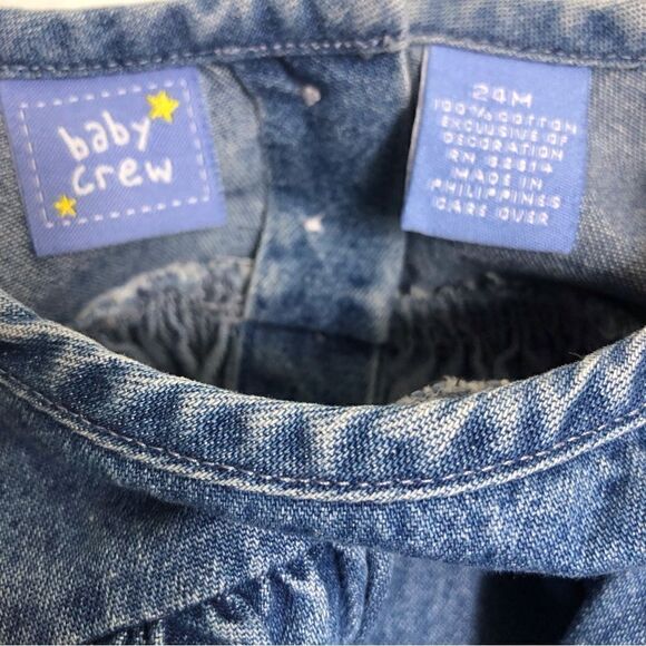 Baby Crew Embroidered Easter Bunnies Collar Denim Dress - Picture 6 of 7